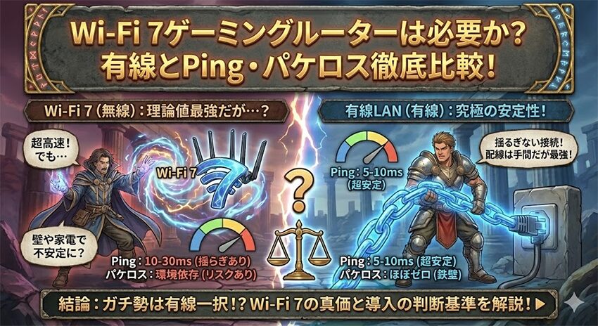 【ガチ勢の結論】Wi-Fi 7ゲーミングルーターは必要か？有線接続と速度・Ping・パケロスを徹底比較