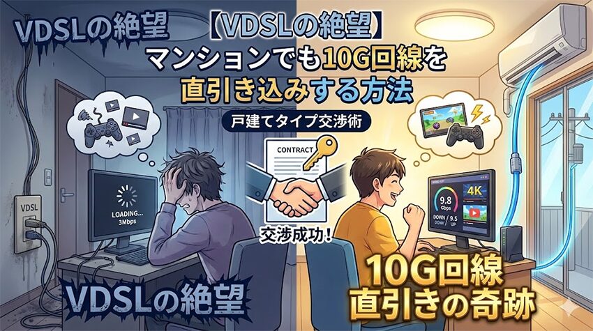 【VDSLの絶望】マンションの壁の限界を超えて10G回線を引く唯一の方法｜直接引き込み交渉術と最終手段