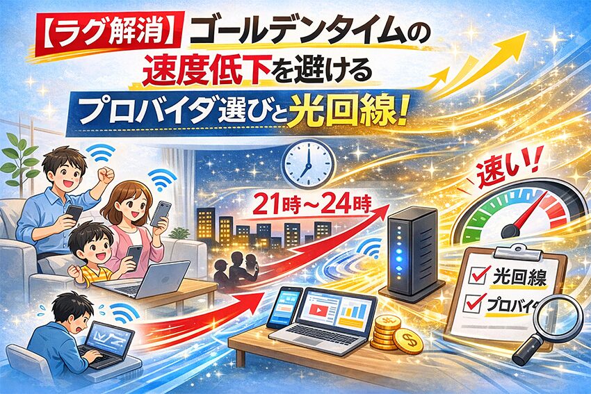 【ラグ解消】】ゴールデンタイムの速度低下を避けるプロバイダの選び方とおすすめ光回線